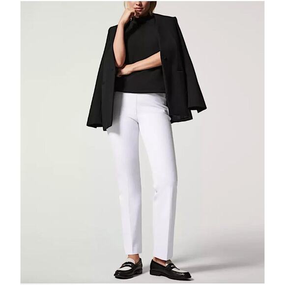 Spanx Women’s The Perfect Slim Straight Pull On Pant White Stretch Size L P NEW - Picture 3 of 16